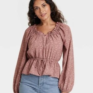 NWT Universal Thread Boho Blouse In Wine Size 2X